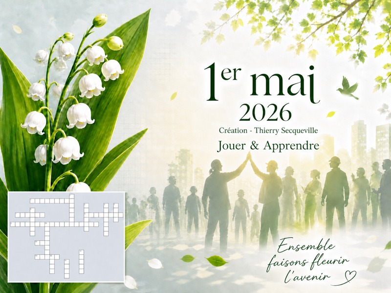 Jeu de mots croisées interactif sur le thème du 1er mai 2026